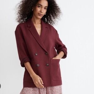 Madewell Burgundy Double-Breasted Blazer